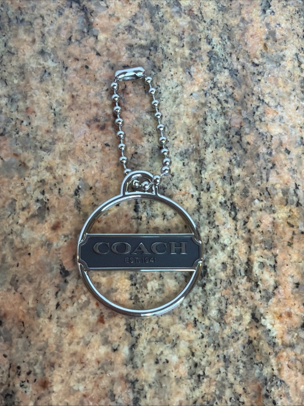COACH Keychain Silvertone Metal 1 3/4” Diameter Charm Logo Purse Charm Hang Tag